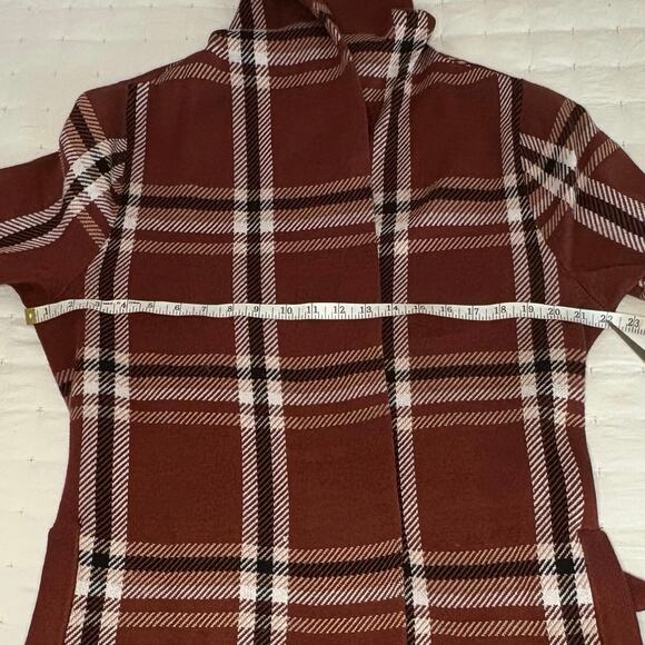 Tahari 3/4 Length Plaid Sweater Wrap Cardigan Women's XL | Rust & Brown | EUC - Picture 10 of 12